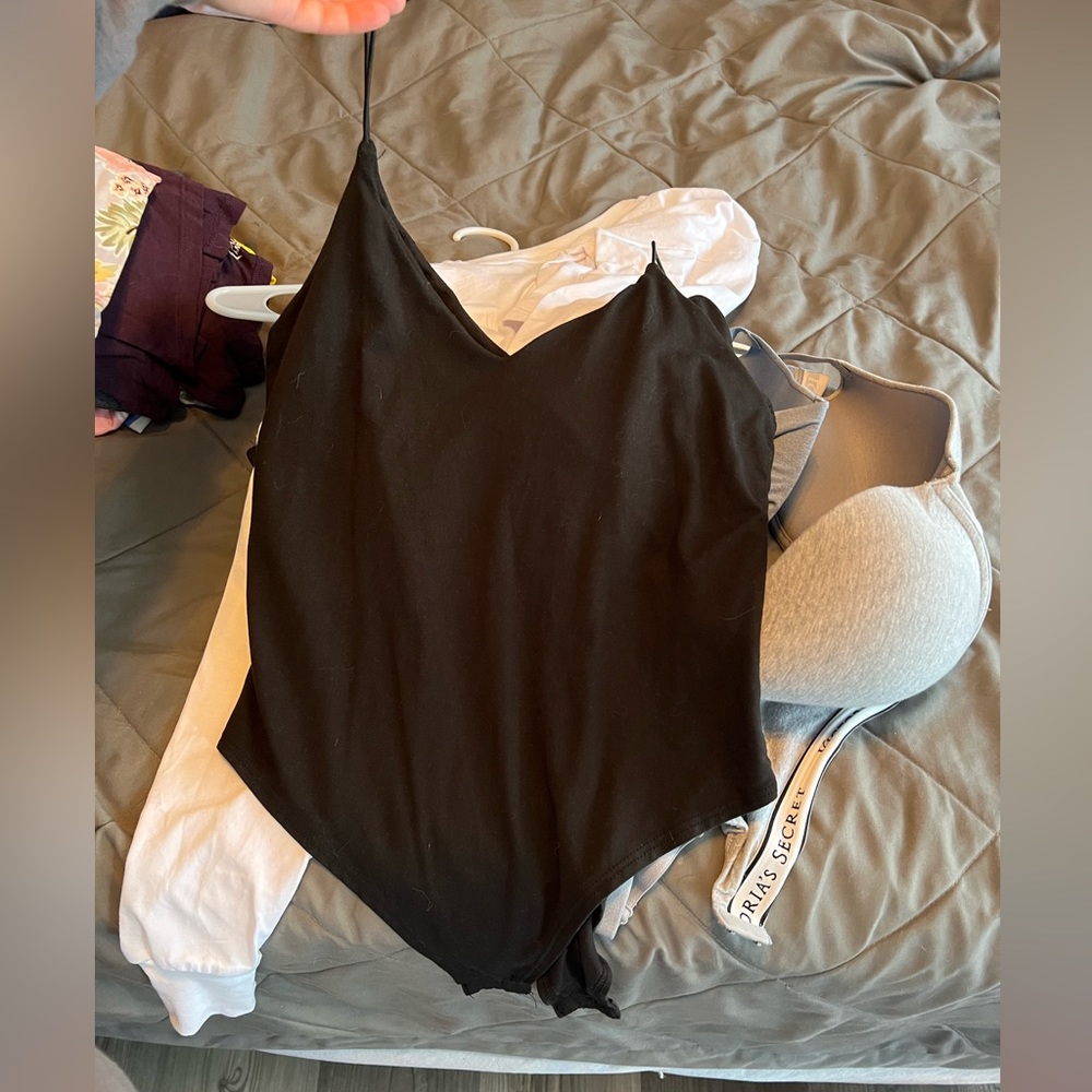Black spaghetti strap bodysuit